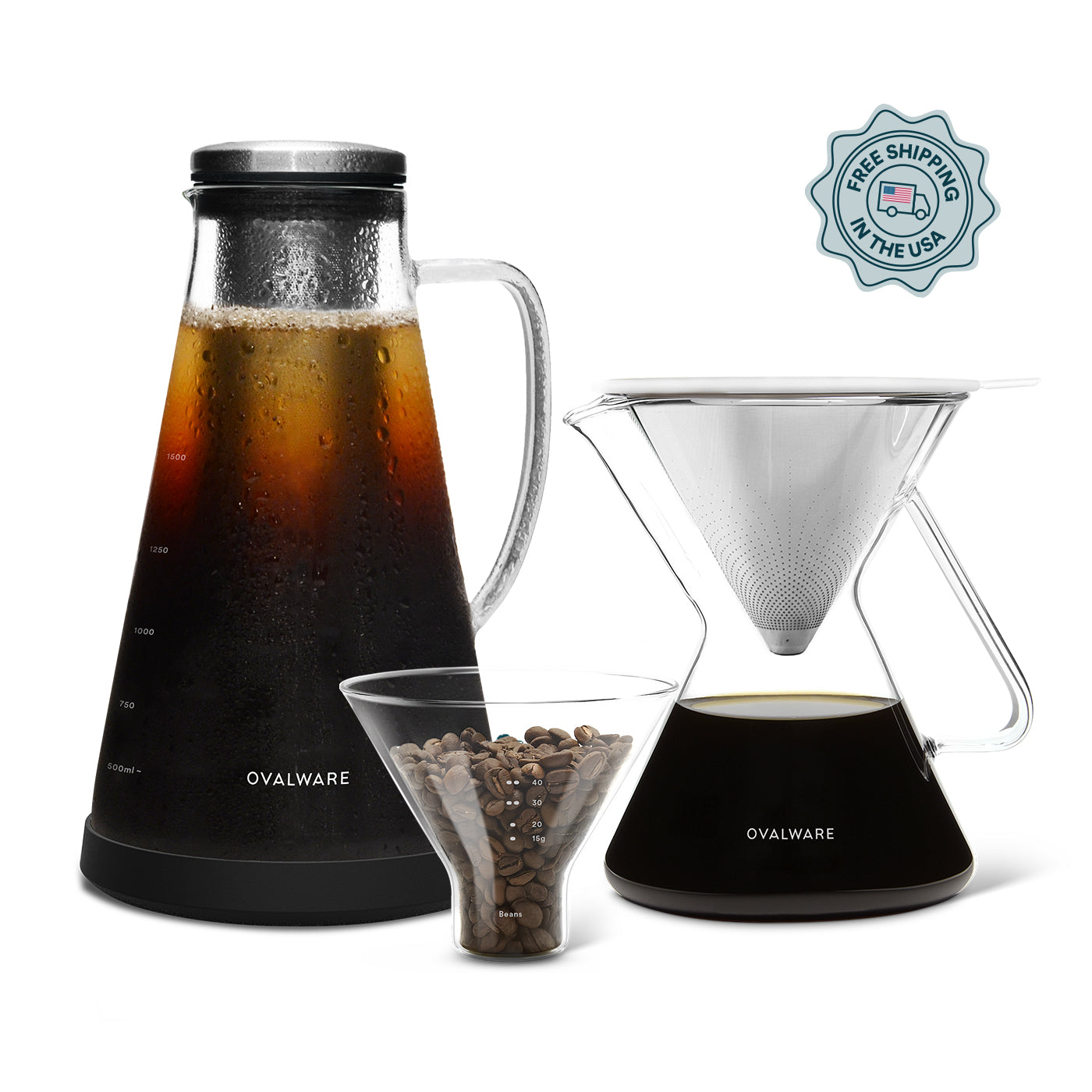 Ovalware Dual Brew Ritual Bundle — cold brew maker and pour over coffee maker set