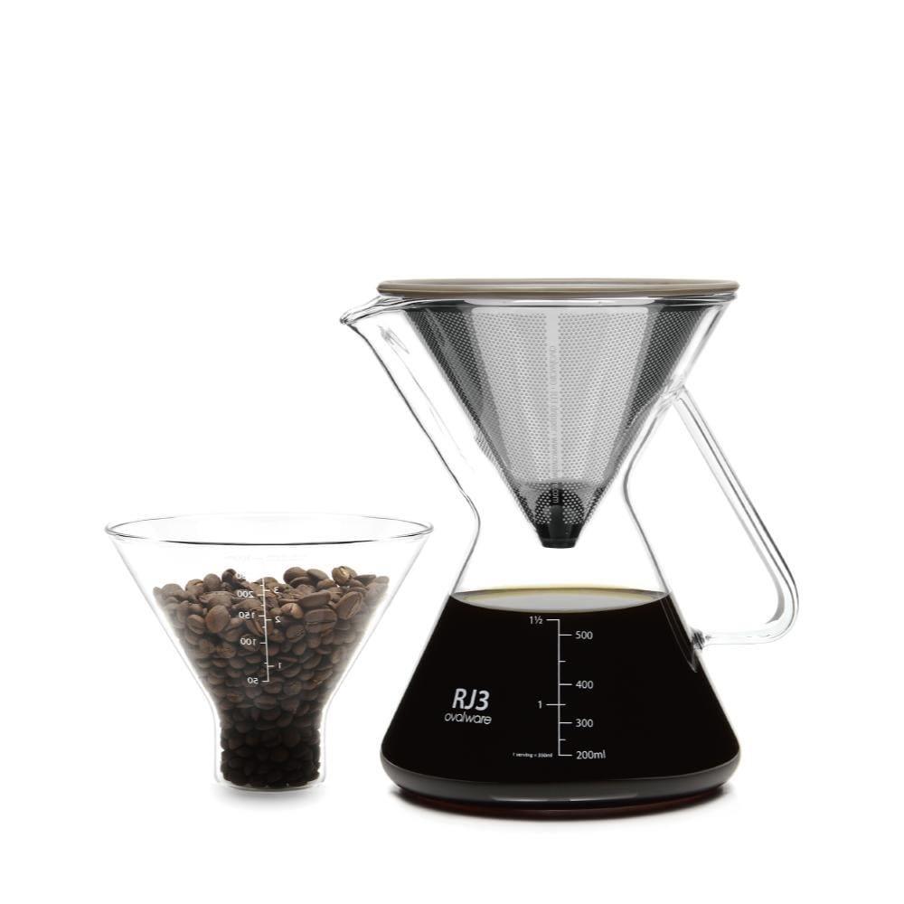 Glass pour over coffee maker with stainless steel filter, perfect for brewing the best coffee at home
