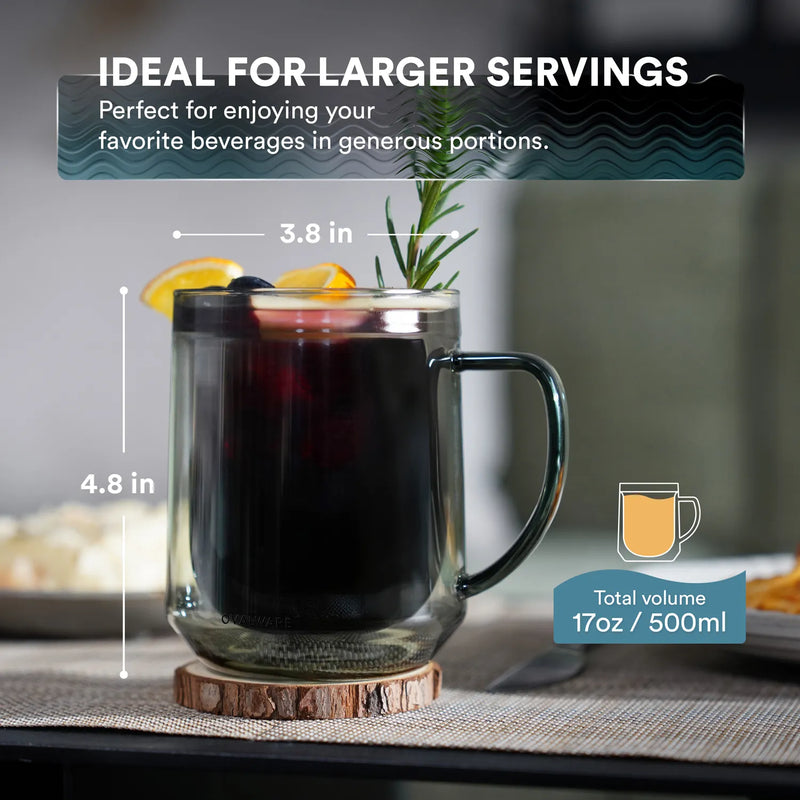 Ovalware Double Wall Stealth Grey Mug For The Perfect Cappuccino, Macchiato, Latte or any other larger servings