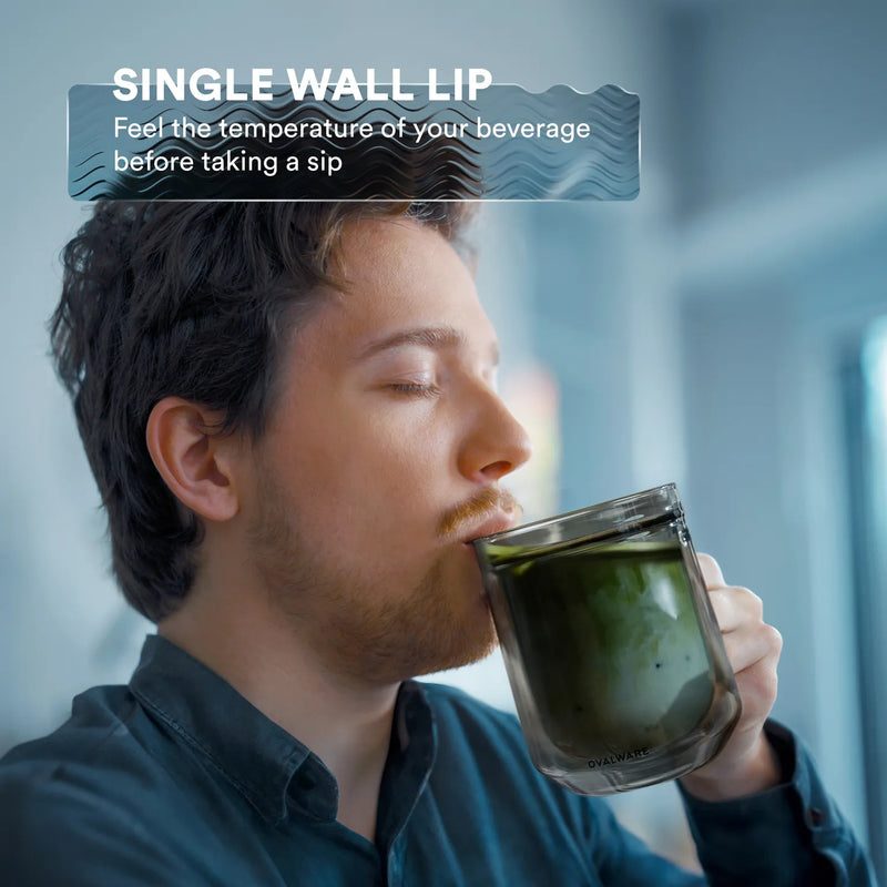 Ovalware Double Wall Stealth Grey Mug For The Perfect Cappuccino, Macchiato, Latte or any other larger servings