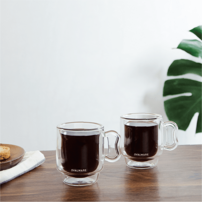 Sweese Clear Coffee Mugs - 8 oz Double Wall Glass  