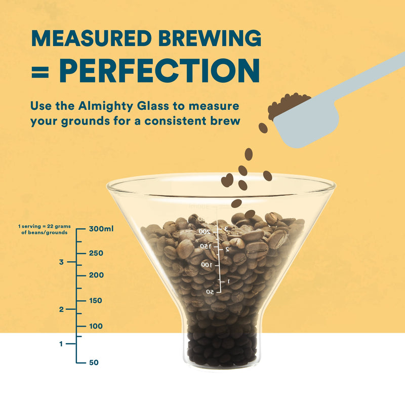 OVALWARE Pour Over Coffee Maker - Almighty Glass as a measurement cup