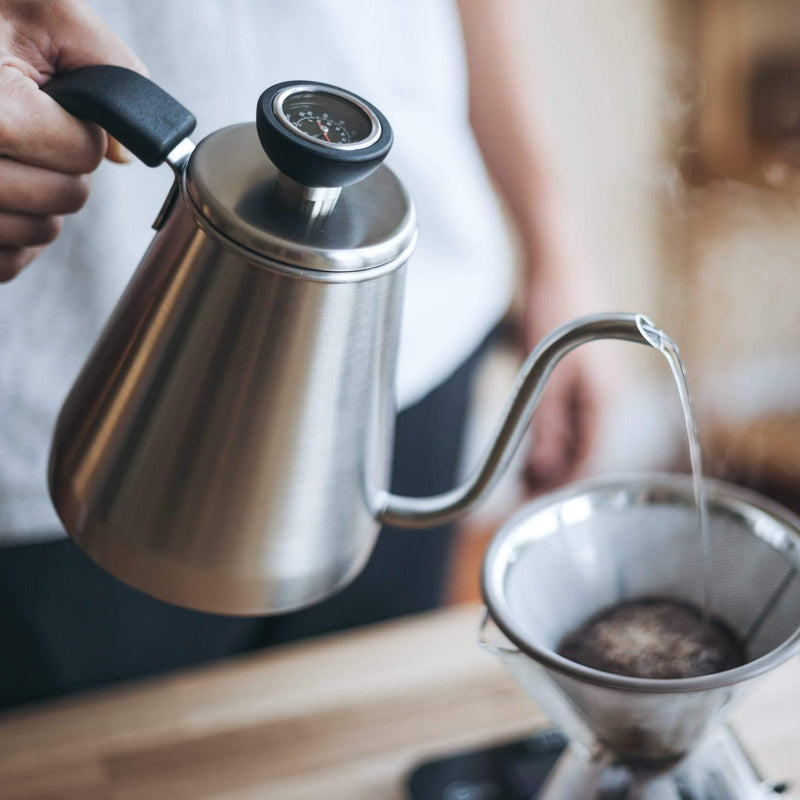 The gooseneck spout gives you more control and precision when brewing pour-over coffee